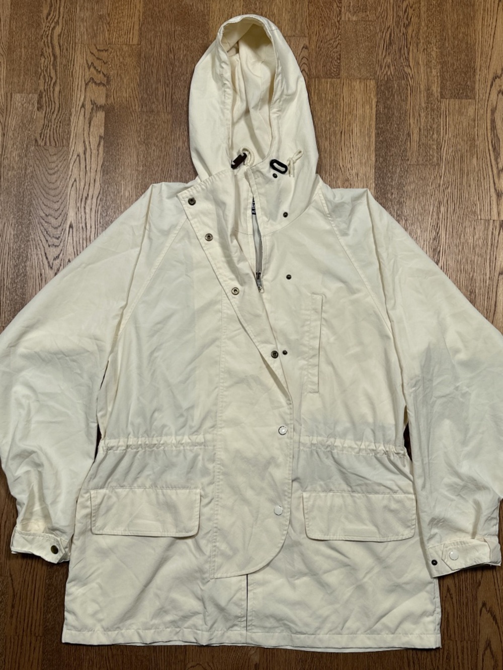 Vintage 90s Polo Ralph Lauren Cream Long Windbreaker Parka Jacket Mens Medium